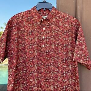 Hilo Hattie 1/2-Button Pullover Red Floral Hawaiian Shirt 🌺